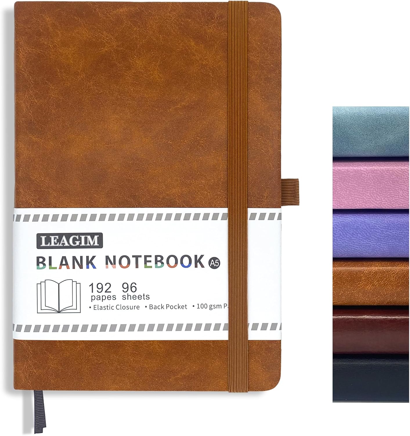 Journal Leather Hardcover - A5 Blank Journal Notebook 192 Pages