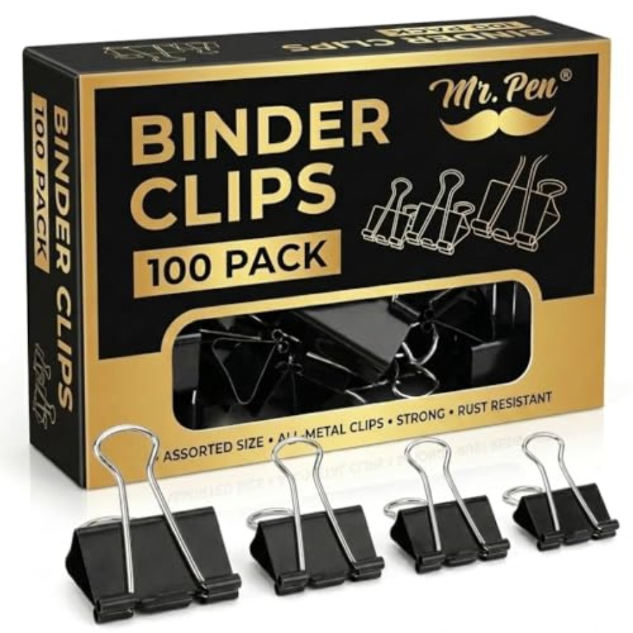 Binder Clip Assorted - - Binder Clips, 100 pcs, Assorted