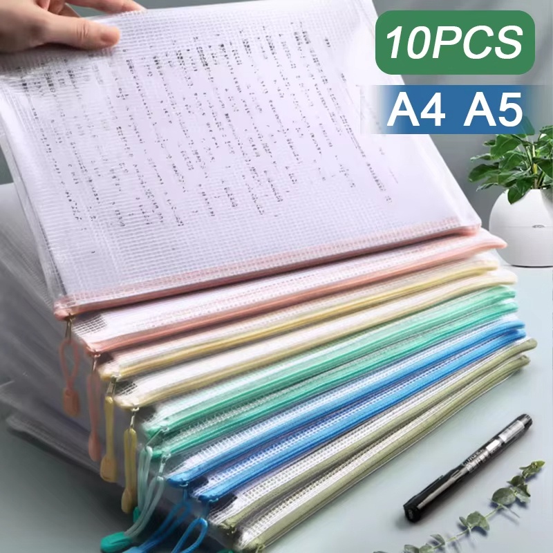 Office Stationery And Supply - 5-30pcs Multipurpose Mesh Zipper Pouch A5