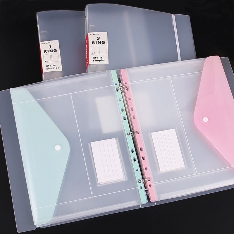 Portfolio Folder Zip - Plastic 11-hole Loose-leaf File Bag Transparent