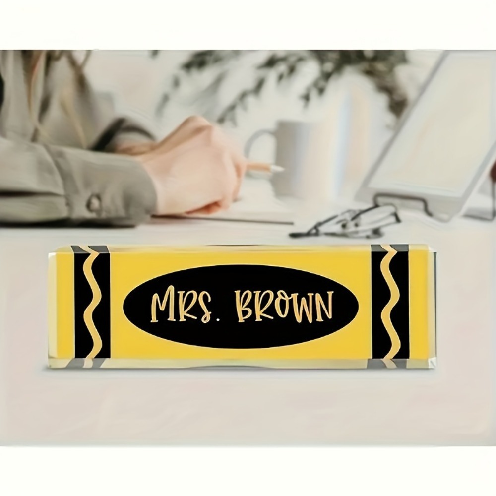 Desk Name Plate - Customizable Leopard Print Acrylic Desktop Nameplate