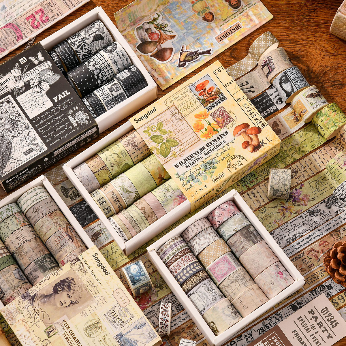 Washi Tape Set - 20 rolls of vintage washi tape