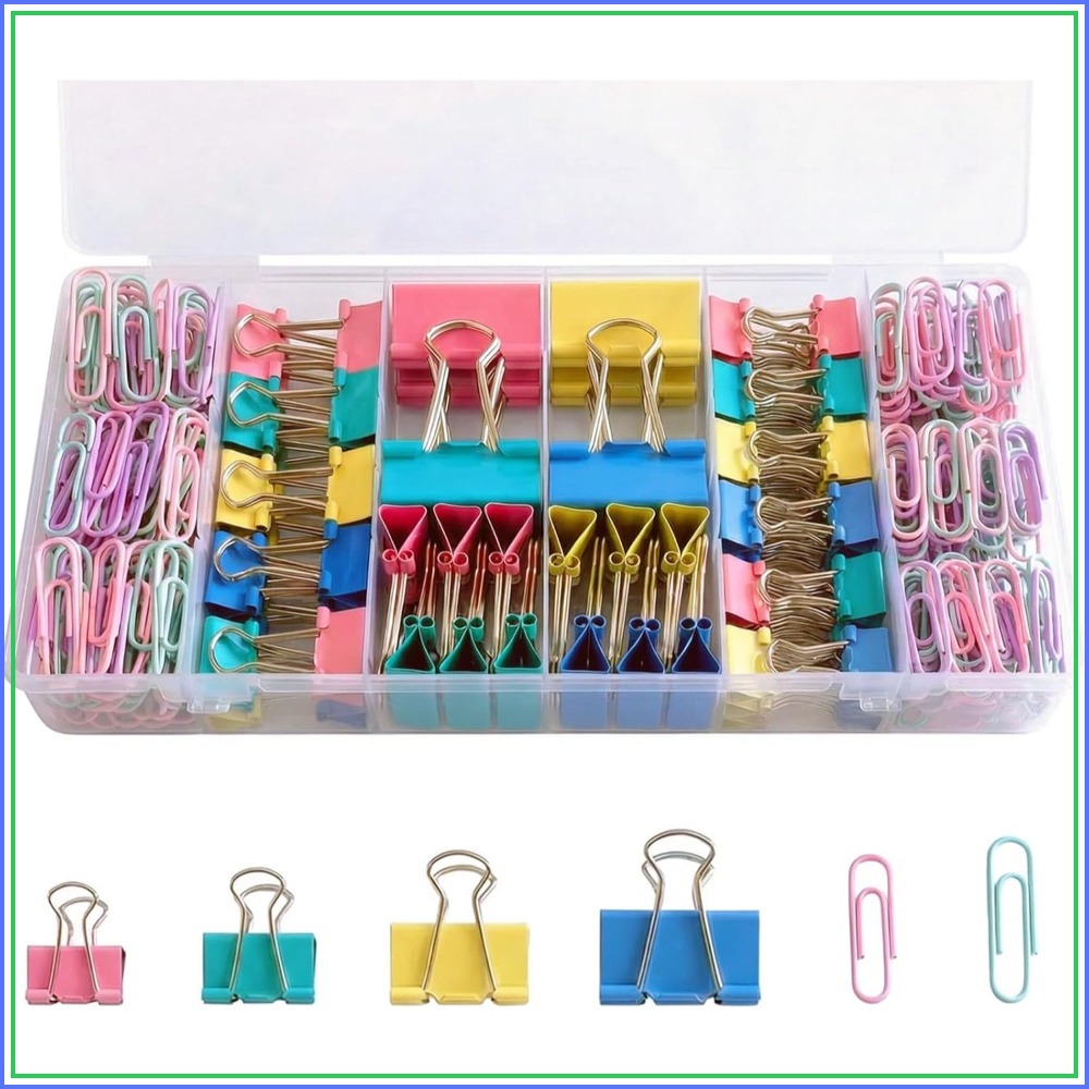 Binder Clip Assorted - 276Pcs Paper Clips and Binder Clips