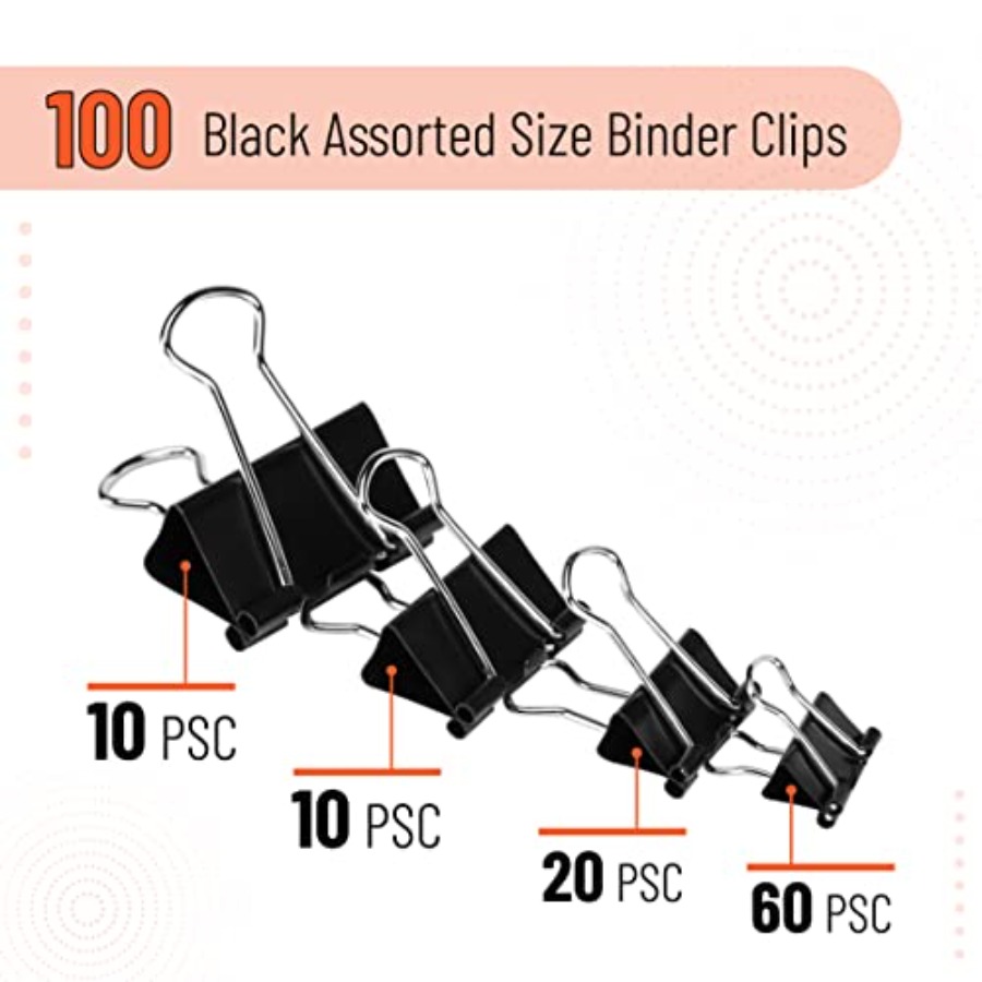 - Binder Clips, 100 pcs, Assor - Binder Clip Assorted のレビューと価格