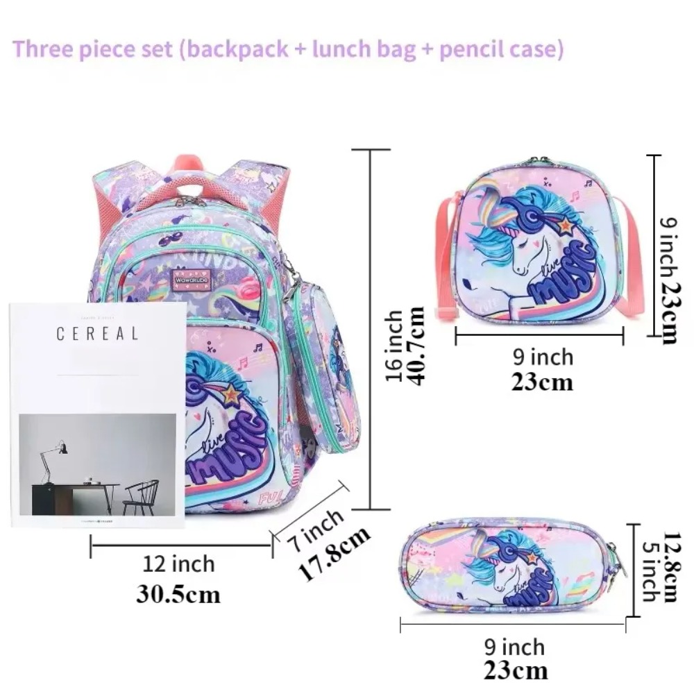3PCS Kids Backpack Set Unicorn - Pencil Case Large のレビューと価格