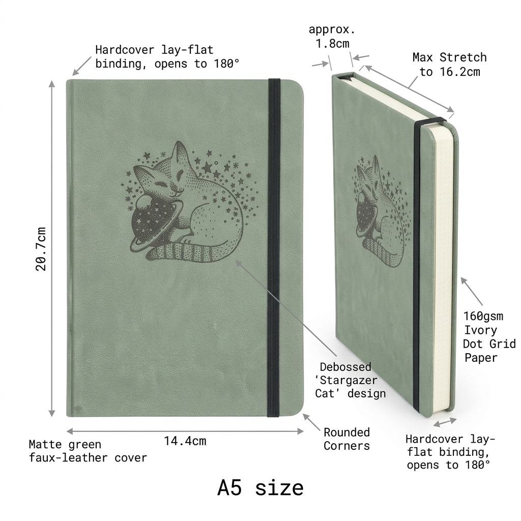 Cute Cat Planet A5 Dotted Note - Notebook Dotted A5 のレビューと価格