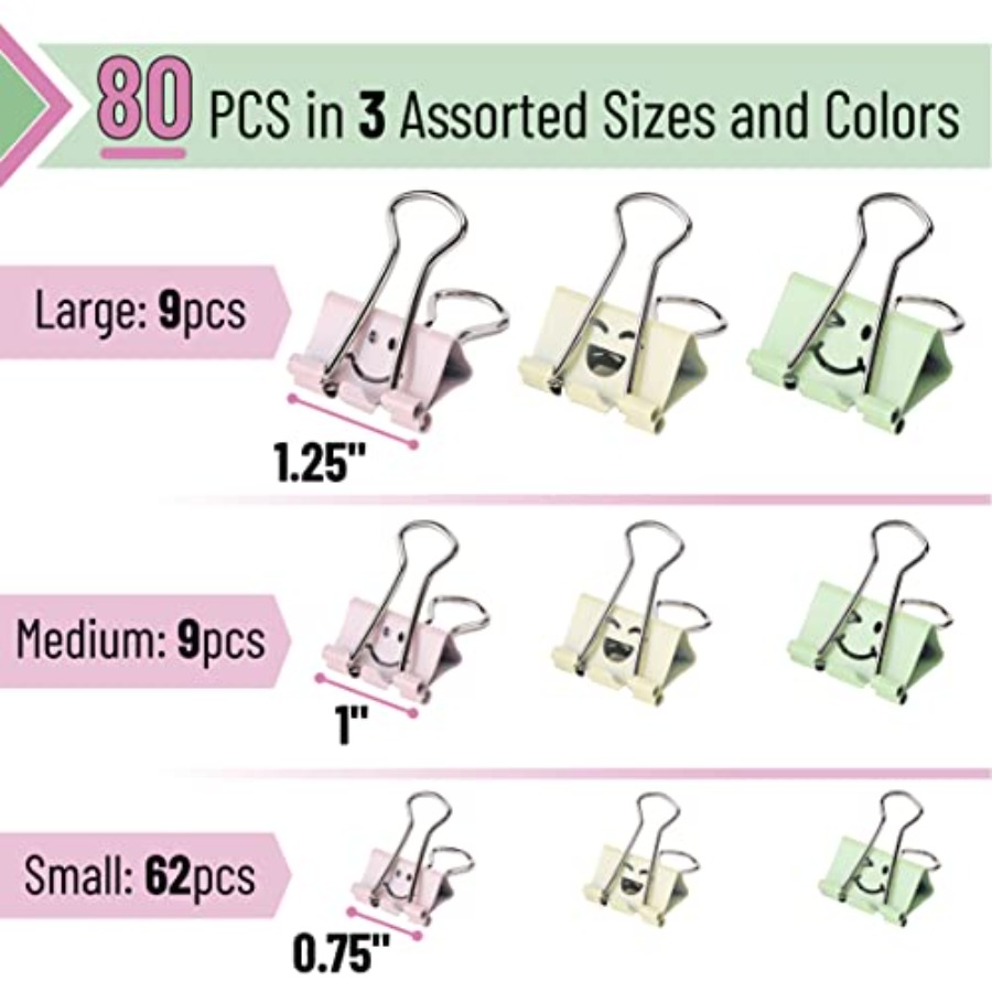 - Cute Binder Clips, 80 pcs, A - Binder Clip Assorted のレビューと価格