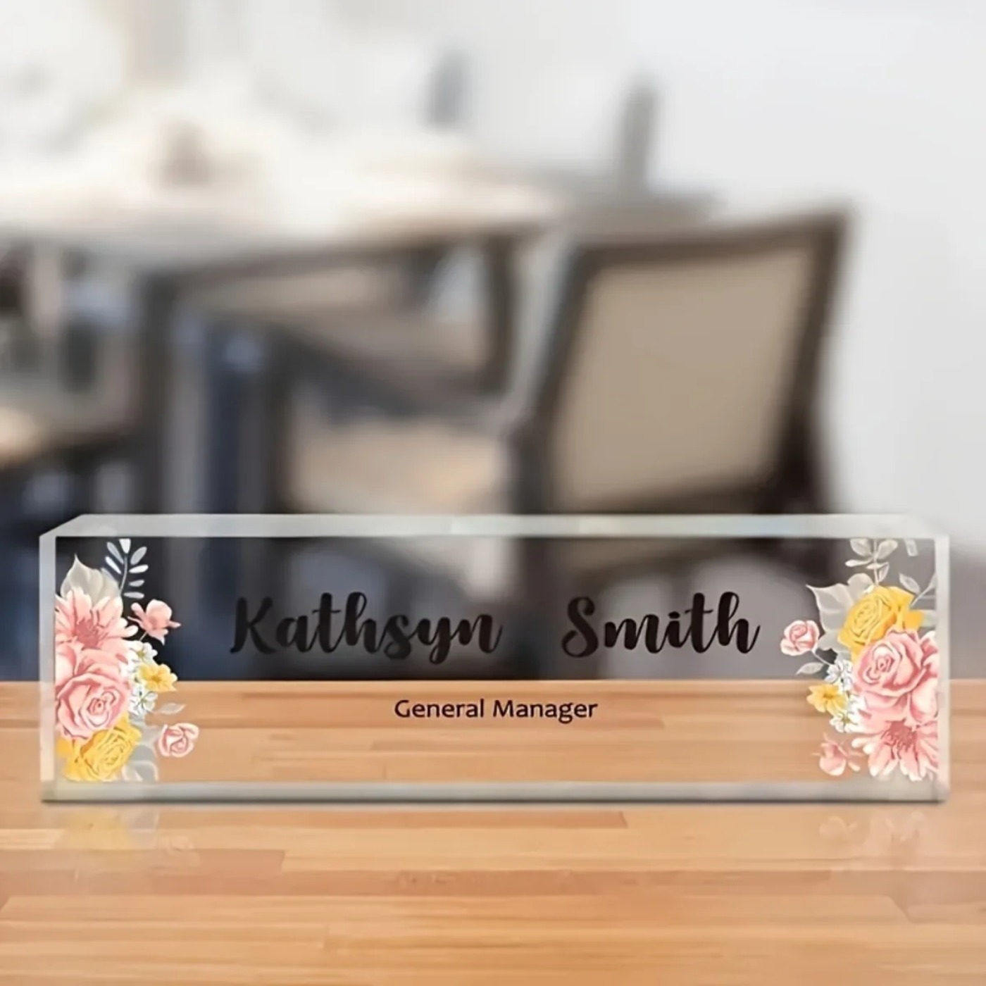 1PC 2D Flat Elegant Floral Acr - Desk Name Plate のレビューと価格