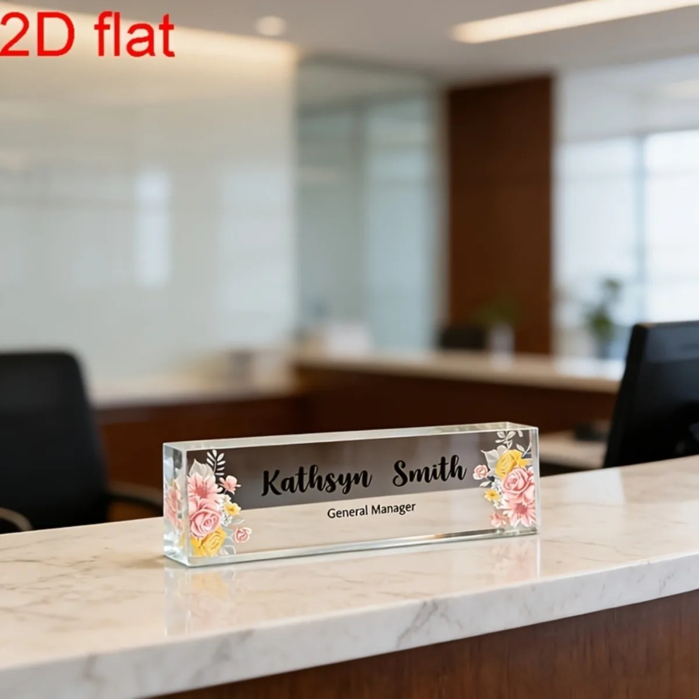 1PC 2D Flat Elegant Floral Acr - Desk Name Plate のレビューと価格