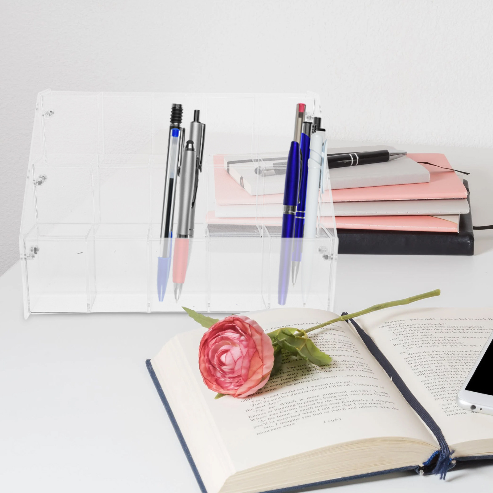 Modern Clear Acrylic Pen Displ - Stationery Office Supply Store のレビューと価格