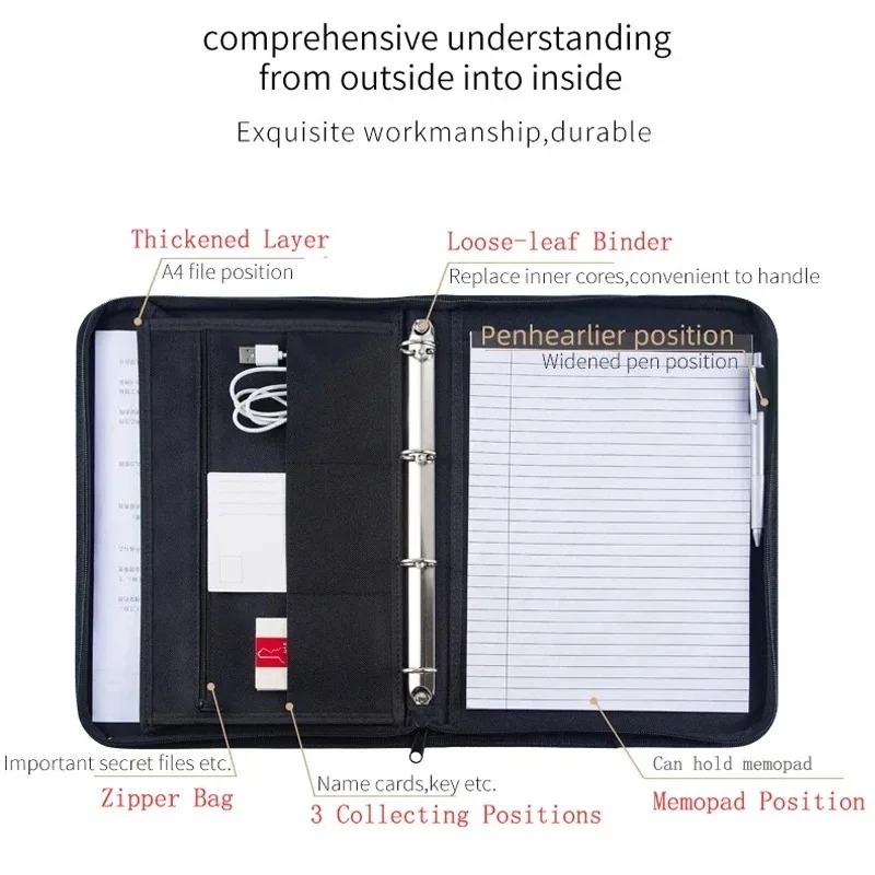 Large Black Business Portfolio - Portfolio Folder Zip のレビューと価格