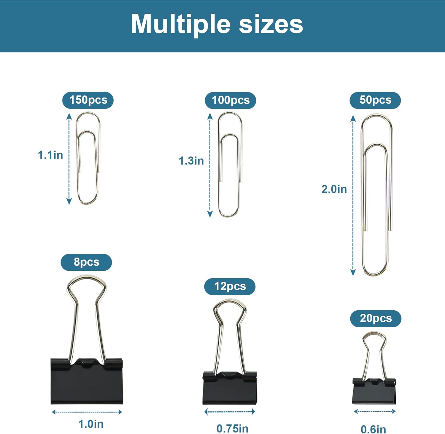 340pcs Binder Clips & Paper Cl - Binder Clip Assorted のレビューと価格