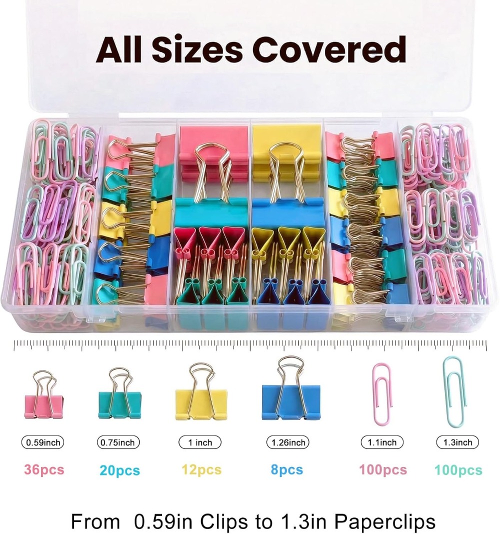 276Pcs Paper Clips and Binder  - Binder Clip Assorted のレビューと価格